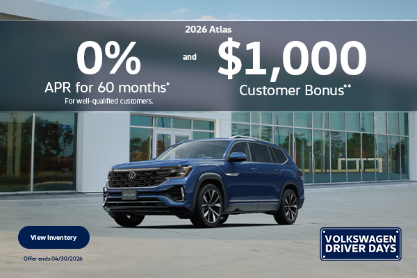 Atlas 0% APR/60 and $1000CB